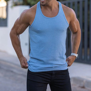 Summer men's fitness vest Sleeveless quick-drying sports vest solid color slim-fit high elastic cool breathable tight top
