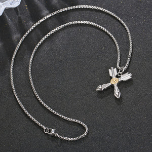 Stainless Steel Indian Style Retro Arrow Sunflower Trend Pendant Necklace
