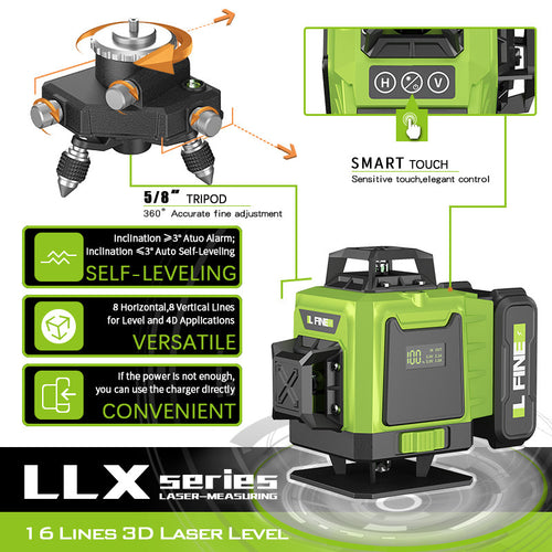 Lfine4d16-wire 3D12-wire Green Light Leveler Flat trument Extra long standby Laserlevel