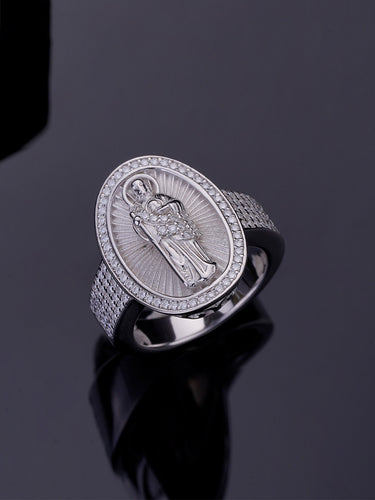 Men's Oval Jesus Ring Catholic Christian san judas Vintage Signet Retro Religious San Benito Amulet Bands Jewelry Gift for Boys Father's Day Accessories