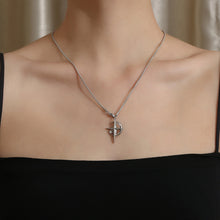 Load image into Gallery viewer, Stainless Steel Moon Cross Necklace