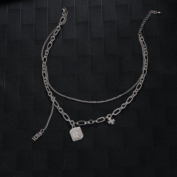 Stainless Steel Mahjong Wealth Trend Necklace