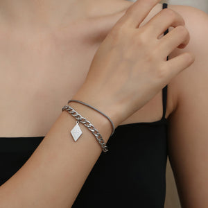 Stainless Steel Double Layer Geometric Rhomb Bracelet