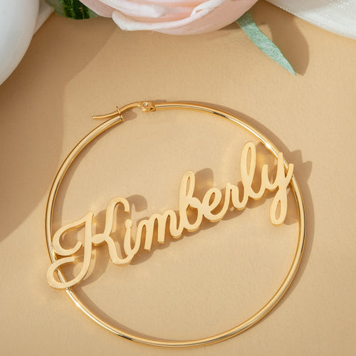 Custom English letters large earring stainless steel electroplating cut name Design earrings DIY