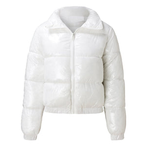 Autumn and winter cotton-padded jacket bright metal short women's cotton-padded jacket