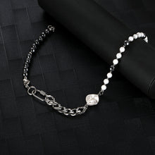 Load image into Gallery viewer, Stainless Steel Retro Black Gallstone Spliced Pearl Necklace