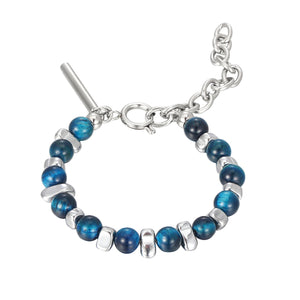 Stainless Steel Blue Natural Stone Bead Splicing Trend Bracelet