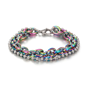 Stainless Steel Double Layer Splicing Bracelet