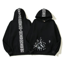 Load image into Gallery viewer, American High street fashion brand Tr scott splash-ink spine print flower hoodie loose casual hoodie for men and women