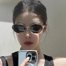Load image into Gallery viewer, Gold-rimmed sunglasses sunscreen women&#39;s new all face high-grade retro metal oval myopic sun