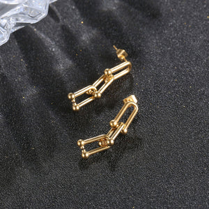 Stainless Steel Horseshoe Buckle U-shaped  Minimalist Drop Earring