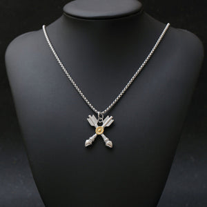 Stainless Steel Indian Style Retro Arrow Sunflower Trend Pendant Necklace