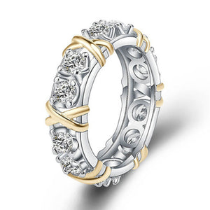 TIFFANY Two-color ring gold zircon inlaid fashion temperament ring woman