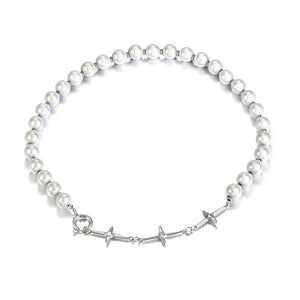 Stainless Steel Diamond Cross Reflective Pearls Splicing Men and Women Delicate Necklace
