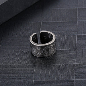 Stainless Steel Cartoon Graffiti Smiling Face Trend Ring