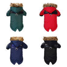 Load image into Gallery viewer, Amazon&#39;s new pet clothes dog waterproof hoodie bag reflective strip autumn/winter cotton coat leash chest back - Critique Clothing - 