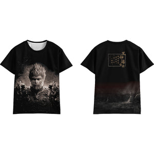 Black myth Wukong hot sublimation men's short sleeve 3D printed short sleeve - Critique Clothing - 
