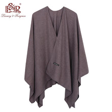 Load image into Gallery viewer, New Fashion Cashmere Winter Women Poncho Scarves Women Solid Shawl Cape Foulard Femme Pashmina Female Bufanda Mujer Sjaal