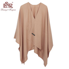 Load image into Gallery viewer, New Fashion Cashmere Winter Women Poncho Scarves Women Solid Shawl Cape Foulard Femme Pashmina Female Bufanda Mujer Sjaal