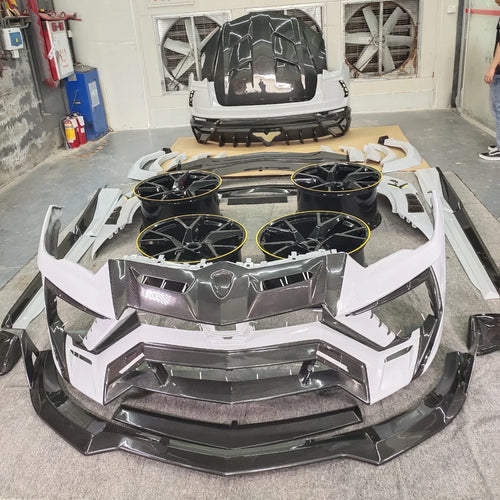 Real Dry Carbon Fiber Full Set MSY Style Carbon Fiber Wide Body Kit + Exhaust Car Bumper  For Lamborghini Urus