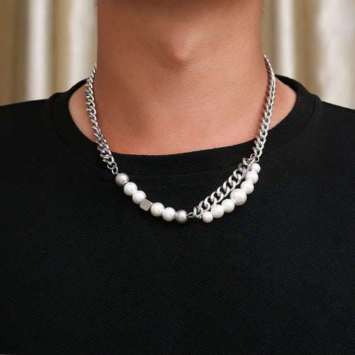 Stainless Steel Block Pearls Minimalism Fashion Necklace