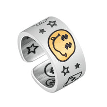 Load image into Gallery viewer, Stainless Steel Cartoon Graffiti Smiling Face Trend Ring