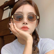 Load image into Gallery viewer, Gold-rimmed sunglasses sunscreen women&#39;s new all face high-grade retro metal oval myopic sun