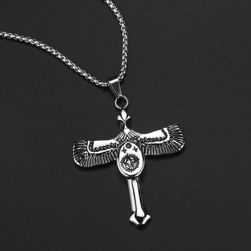 Stainless Steel Eagle Cross Trend Necklace