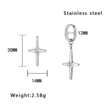 Load image into Gallery viewer, Stainless Steel Male and Female Personality Diamond Cross Earring