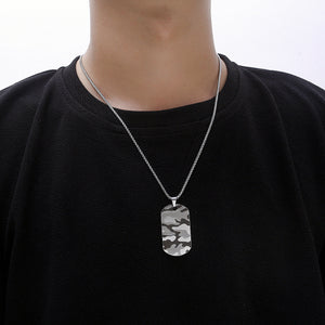 Stainless Steel Geometry Camouflage Pattern Trend Pendant Necklace