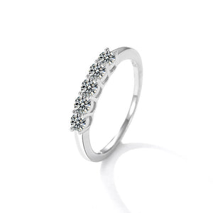 Row diamond Mosan diamond ring female niche design fashion personality hipster advanced light luxury style exquisite hand jewelry