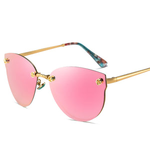 New frameless lady cat eye polarizing sunglasses summer colorful shade driving sunglasses female