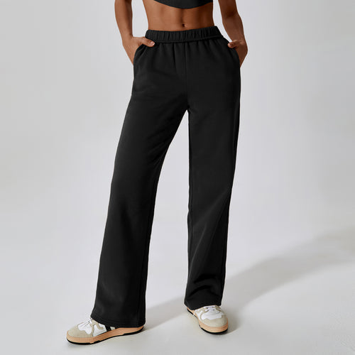 TikTok Flared Leggings waist plus velvet warm loose sports pants straight leg wide leg pants outdoor leisure sports sweatpants female 8188