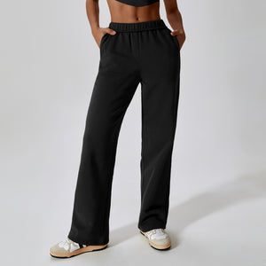 TikTok Flared Leggings waist plus velvet warm loose sports pants straight leg wide leg pants outdoor leisure sports sweatpants female 8188