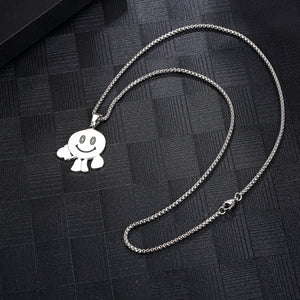 Stainless Steel Cartoon Smiling Face Little Man Pendant Necklace