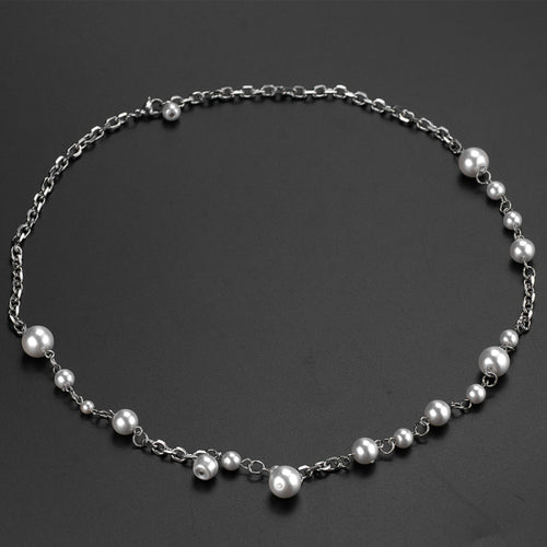 Stainless Steel Chain Splicing Pearls INS Trend Necklace