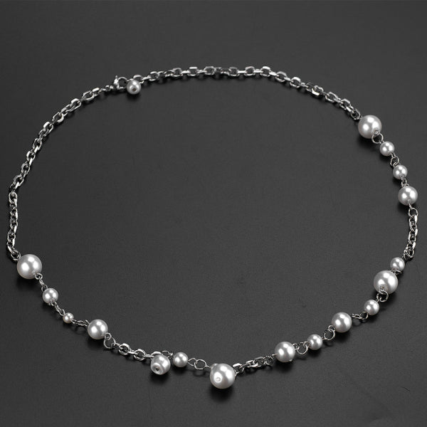 Stainless Steel Chain Splicing Pearls INS Trend Necklace