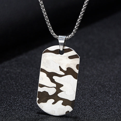 Stainless Steel Geometry Camouflage Pattern Trend Pendant Necklace