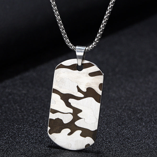 Stainless Steel Geometry Camouflage Pattern Trend Pendant Necklace