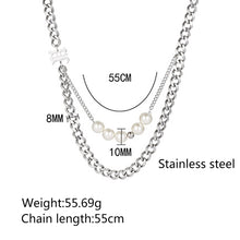 Load image into Gallery viewer, Stainless Steel Double Layered Letter Pearls Trend Necklace
