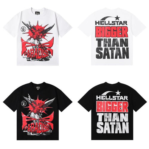 American High Street fashion brand creative Skull letter printed high quality cotton casual short sleeve T-shirt for men and women
