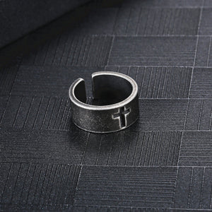 Stainless Steel Open Cross Minimalism Fashion Ring