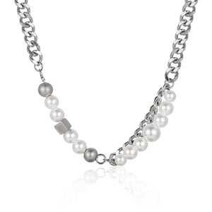 Stainless Steel Block Pearls Minimalism Fashion Necklace