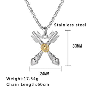 Stainless Steel Indian Style Retro Arrow Sunflower Trend Pendant Necklace