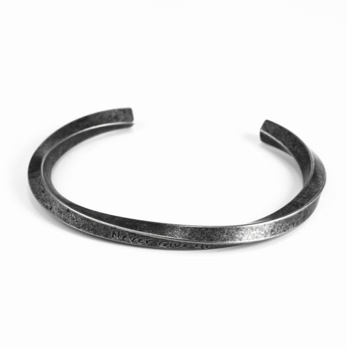 Stainless Steel European and American Vintage Twisted Spiral Never Give Up Open Fashion Bracelet