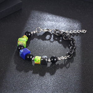 Stainless Steel Retro Three-dimensional Square Pearl Bracelet