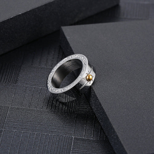 Stainless Steel Japanese Sun Totem Trend Ring