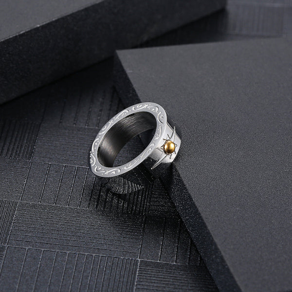 Stainless Steel Japanese Sun Totem Trend Ring