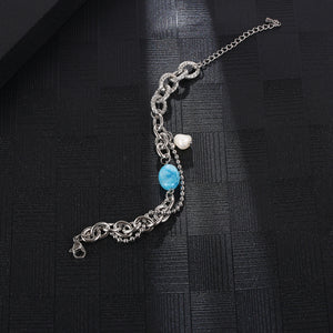 Stainless Steel Natural Stone Spliced Double Layer Fashion Bracelet
