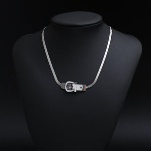 Stainless Steel Belt Buckle Minimalism Necklace